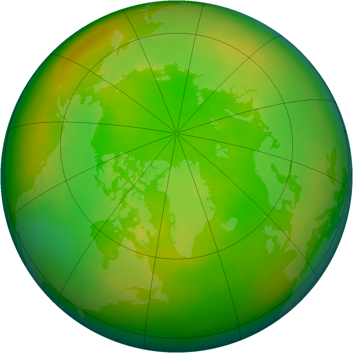 Arctic ozone map for June 1988